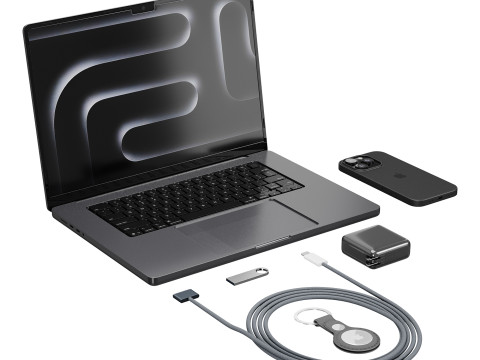 Set of Apple equipment 01 3D 모델
