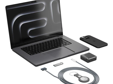 Set of Apple equipment 01 3D Model