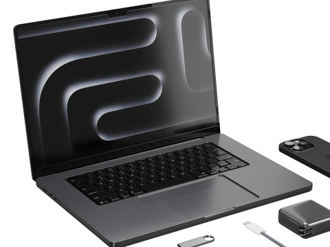 Set of Apple equipment 01 3D 모델