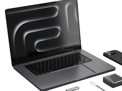 Set of Apple equipment 01 3D Model