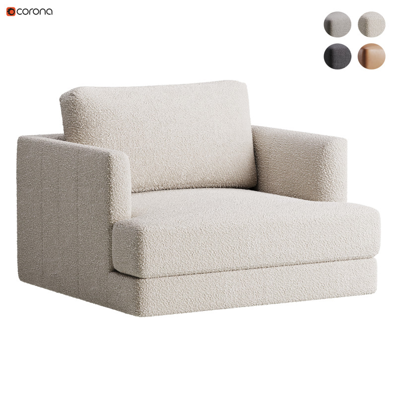 Haven Leather Chair and a Half 3D Model .c4d .max .obj .3ds .fbx .stl .blend