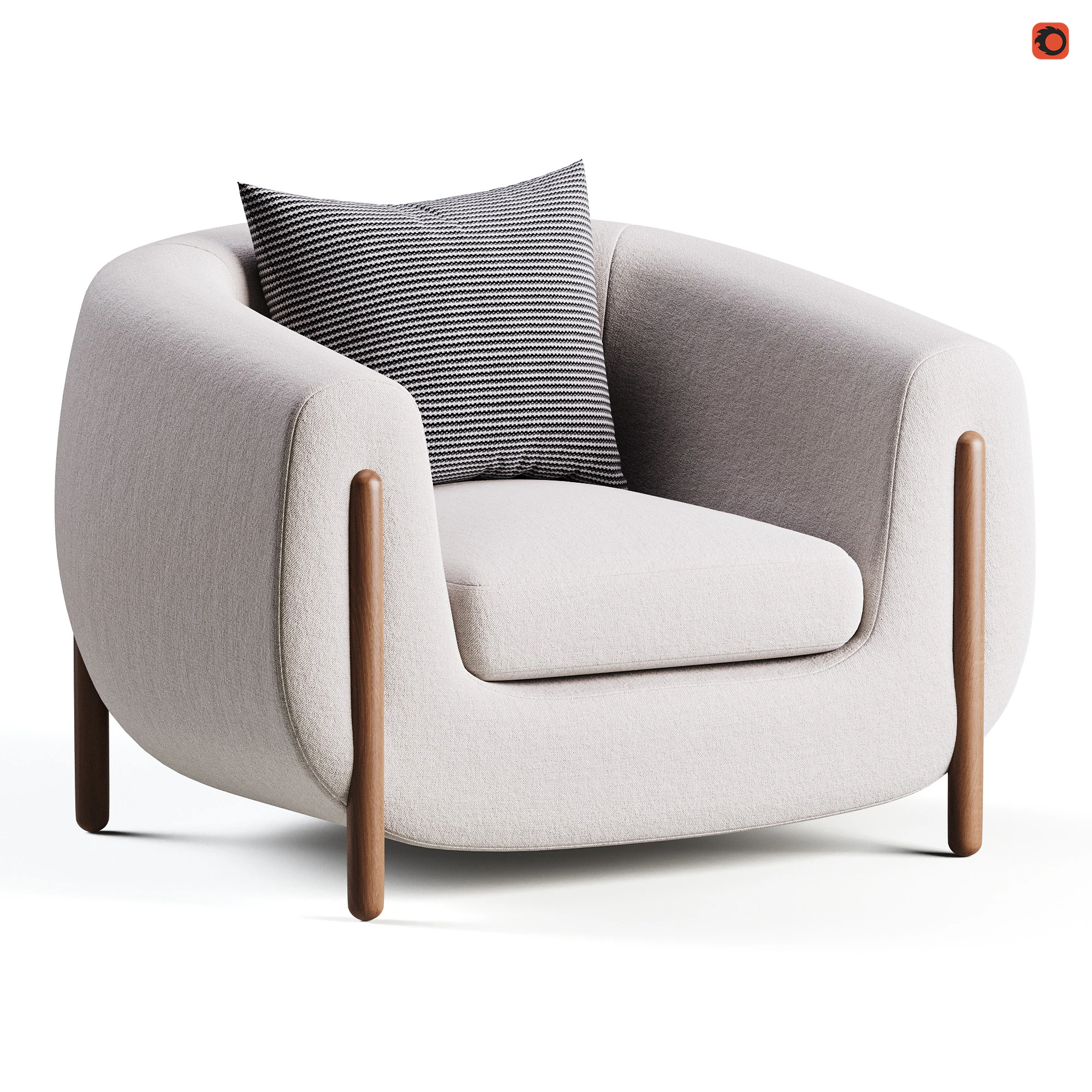 लायला चेयर केर्बी आइवरी 3D मॉडल .c4d .max .obj .3ds .fbx .stl .blend 