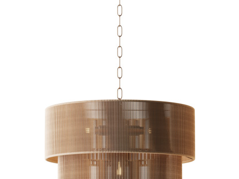 5-Lights Hand-Woven Rattan Pendant Light 3Dモデル