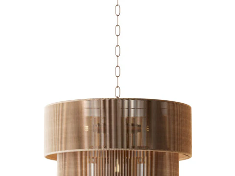 Lampu Liontin Rotan Tenun Tangan 5 Lampu Model 3D