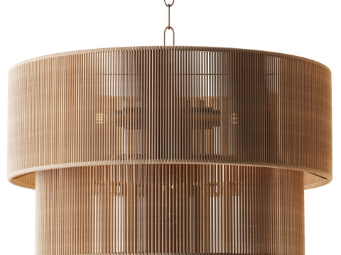5-Lights Hand-Woven Rattan Pendant Light Modelo 3D