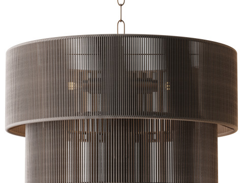 5-Lights Hand-Woven Rattan Pendant Light Modelo 3D