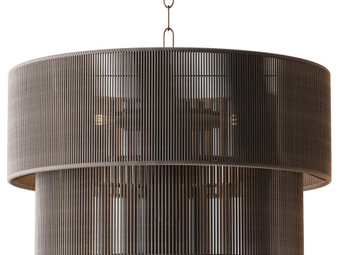 5-Lights Hand-Woven Rattan Pendant Light 3D Model