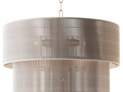 5-Lights Hand-Woven Rattan Pendant Light 3D Model