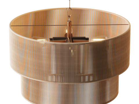 5-Lights Hand-Woven Rattan Pendant Light Modelo 3D