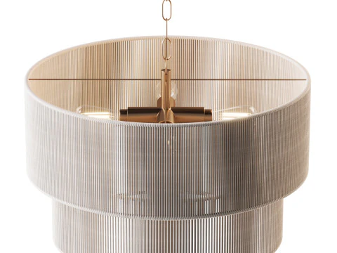 5-Lights Hand-Woven Rattan Pendant Light 3D Model