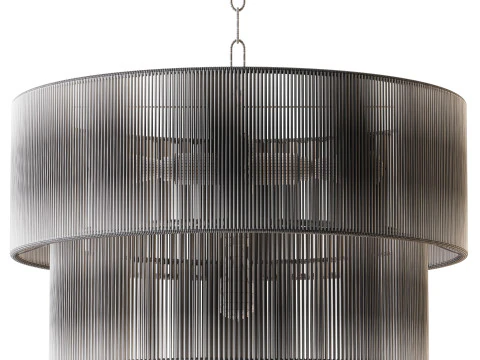 5-Lights Hand-Woven Rattan Pendant Light 3D Model