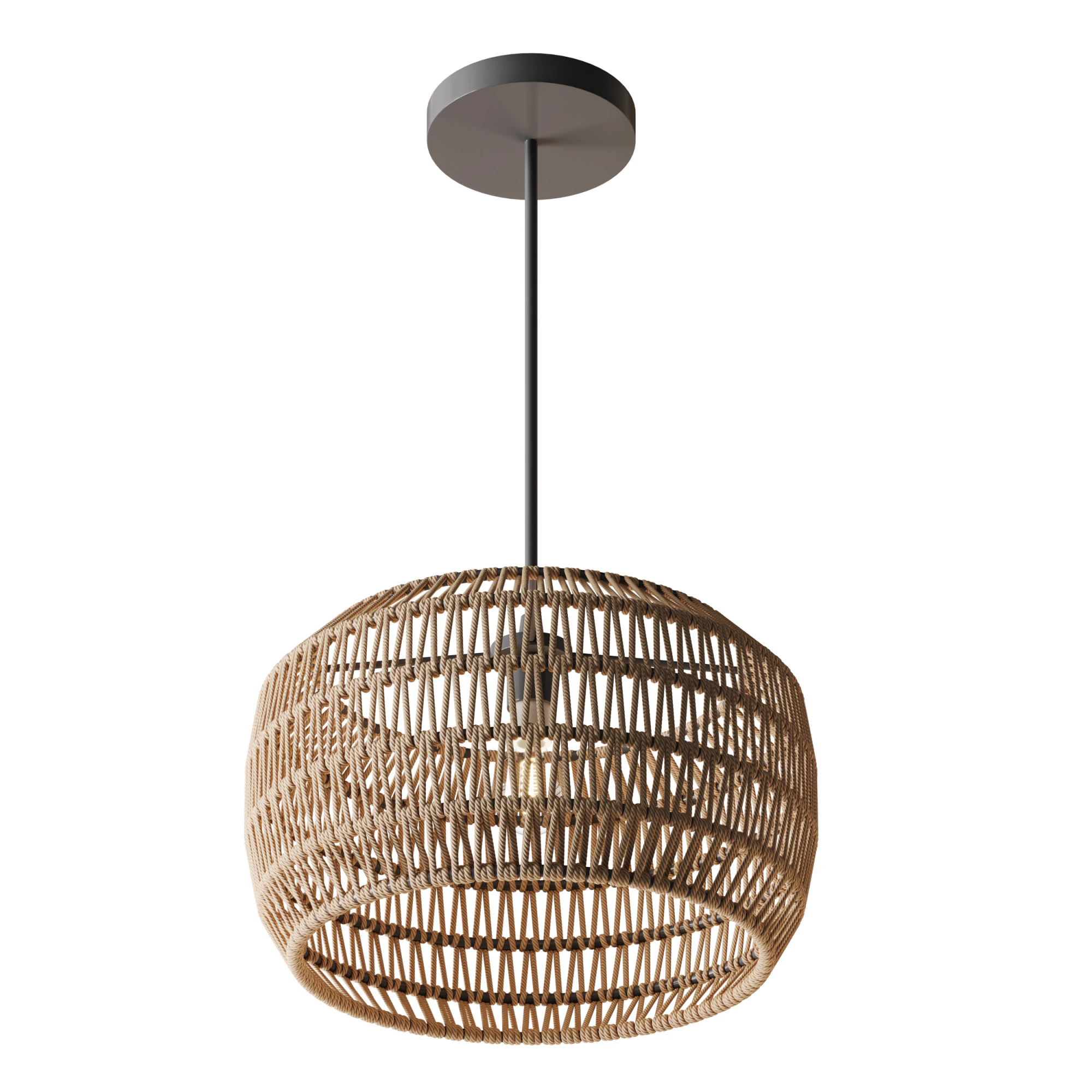 Handmade Woven Rattan Decorative Chandelier 3D Model .c4d .max .obj .3ds .fbx .stl .blend