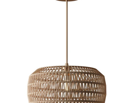Handmade Woven Rattan Decorative Chandelier 3D Model