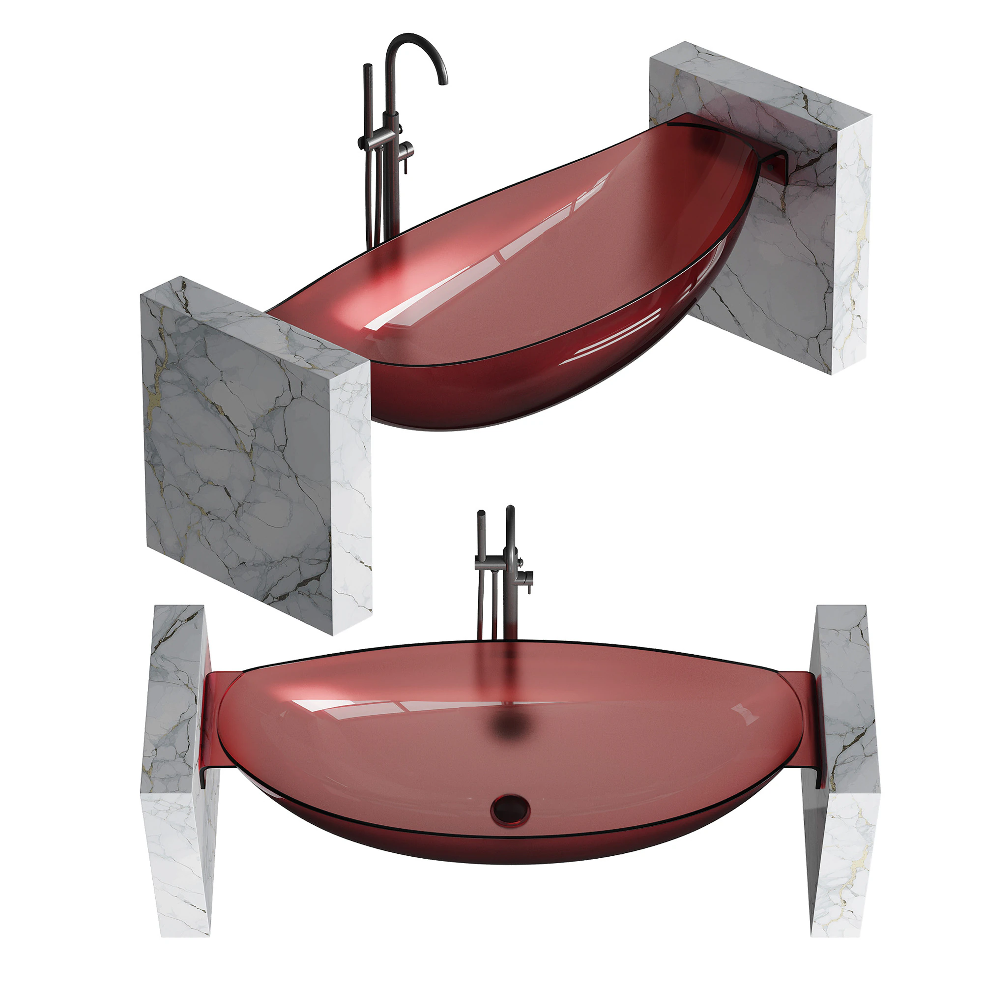 ABBER Kristall AT9704Rubin washbasin 3D Model .c4d .max .obj .3ds .fbx .stl .blend 