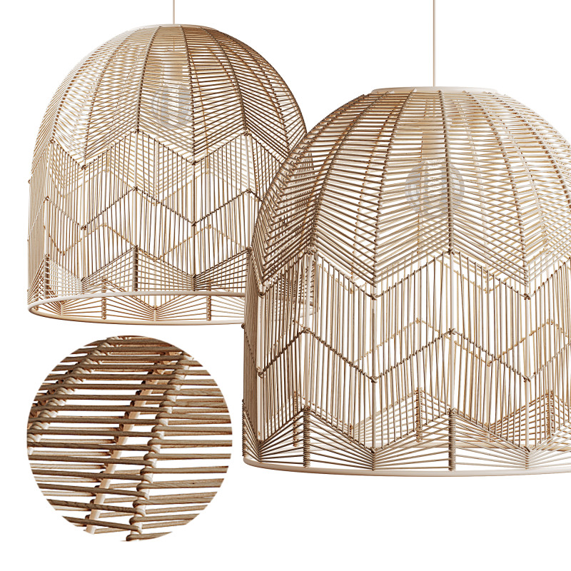 Basket Rattan Pendant Light Shades 3D मॉडल .c4d .max .obj .3ds .fbx .stl .blend