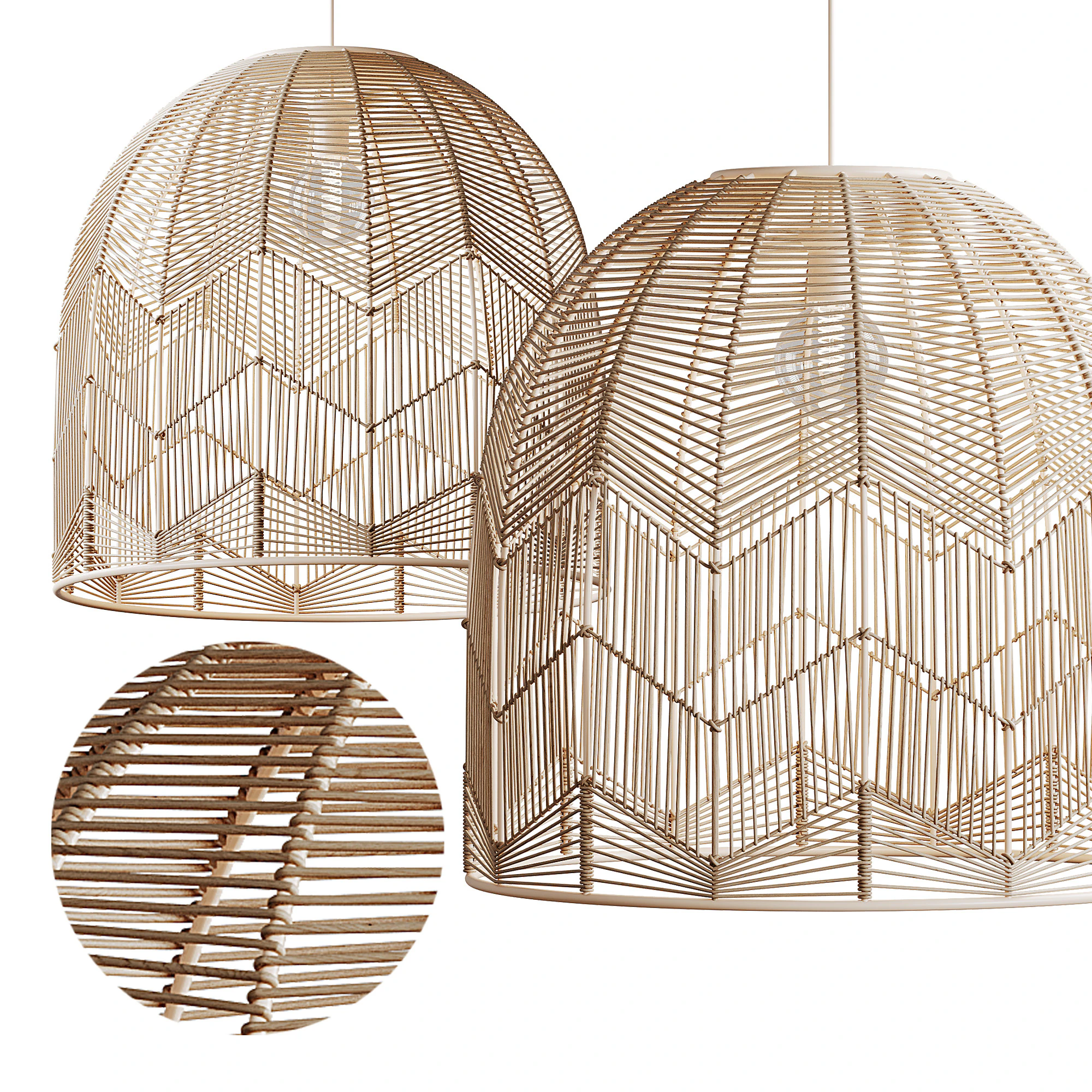 Basket Rattan Pendant Light Shades 3D Model .c4d .max .obj .3ds .fbx .stl .blend