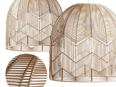 Basket Rattan Pendant Light Shades Modelo 3D