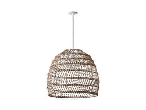 Boho Design Natural Basket Rattan Woven Pendant Light Hanging Lamp Modèle 3D