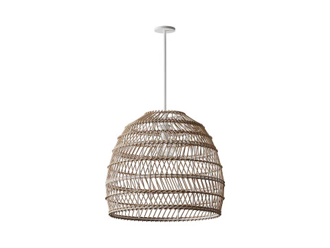Boho Design Natural Basket Rattan Woven Pendant Light Hanging Lamp 3D Model