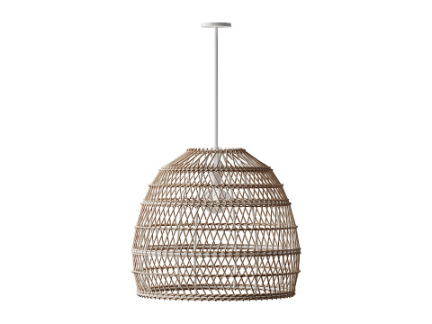 Boho Design Natural Basket Rattan Woven Pendant Light Hanging Lamp Modèle 3D