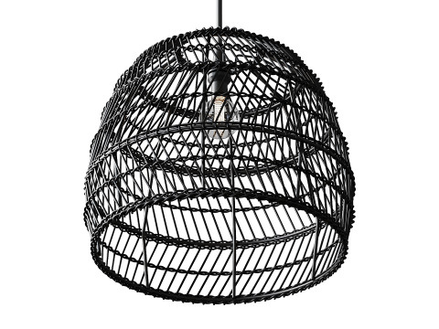 Boho Design Natural Basket Rattan Woven Pendant Light Hanging Lamp Modèle 3D