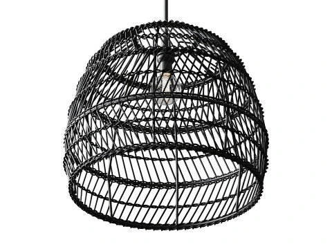 Boho Design Natural Basket Rattan Woven Pendant Light Hanging Lamp 3D Model