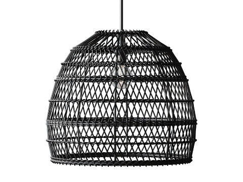 Boho Design Natural Basket Rattan Woven Pendant Light Hanging Lamp Modèle 3D
