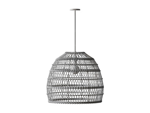Boho Design Natural Basket Rattan Woven Pendant Light Hanging Lamp Modèle 3D