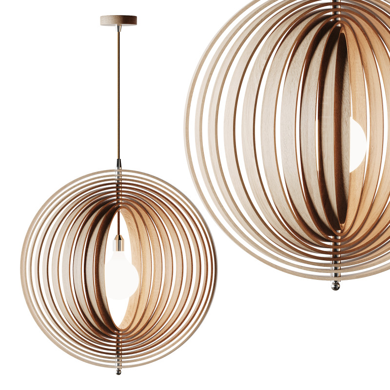 Creative Wood Round Globe Pendant Light Fixture Shade Modelo 3D .c4d .max .obj .3ds .fbx .stl .blend
