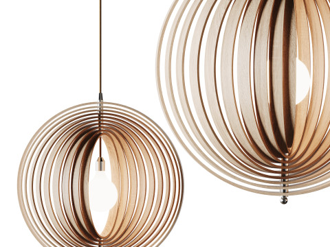Creative Wood Round Globe Pendant Light Fixture Shade Modèle 3D