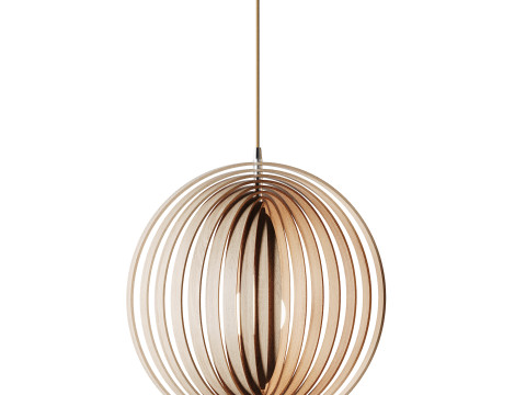 Creative Wood Round Globe Pendant Light Fixture Shade Modelo 3D