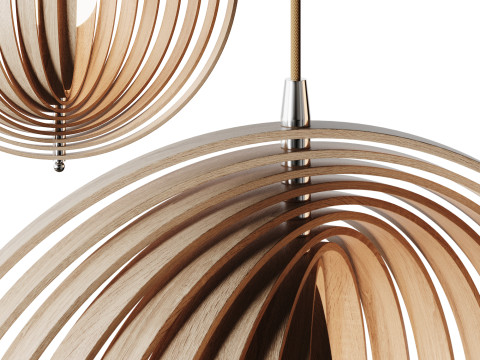 Creative Wood Round Globe Pendant Light Fixture Shade Modelo 3D