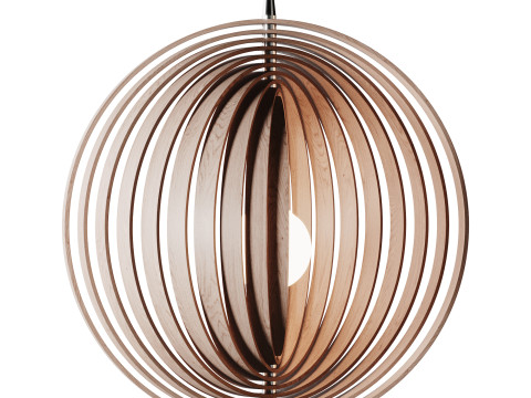 Creative Wood Round Globe Pendant Light Fixture Shade Modelo 3D