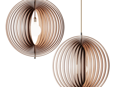 Creative Wood Round Globe Pendant Light Fixture Shade Modelo 3D