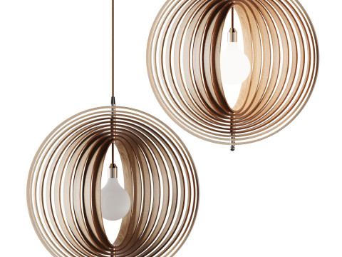 Creative Wood Round Globe Pendant Light Fixture Shade Modelo 3D