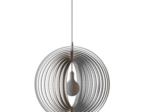 Creative Wood Round Globe Pendant Light Fixture Shade Modelo 3D
