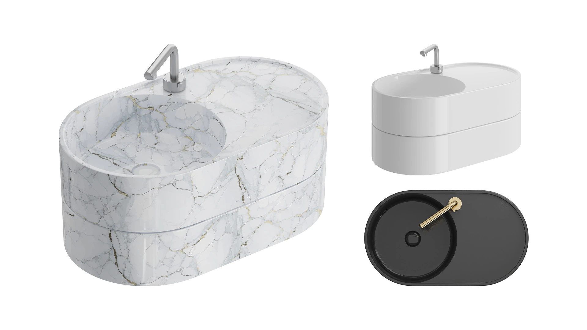 GALASSIA T65 Washbasin 3D Model .c4d .max .obj .3ds .fbx .stl .blend 