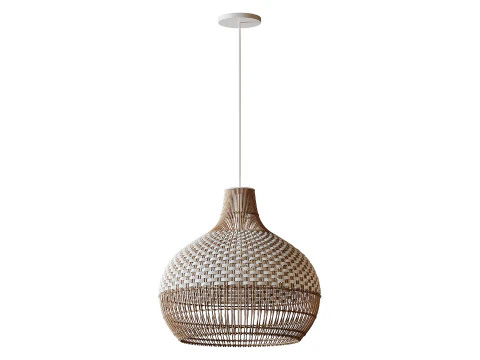 Handwoven Rattan Pendant Light Lampshade 3D Model