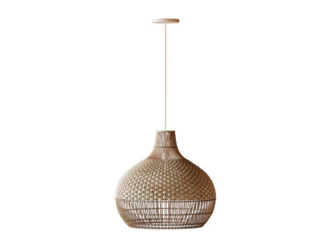 Handwoven Rattan Pendant Light Lampshade 3D Model