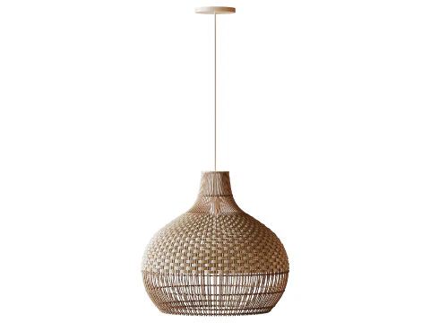 Handwoven Rattan Pendant Light Lampshade 3D Model