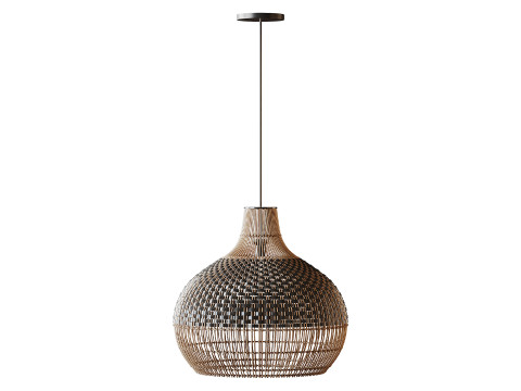 Handwoven Rattan Pendant Light Lampshade 3D 모델