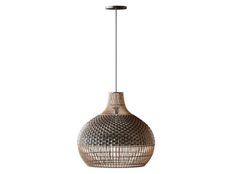 Handwoven Rattan Pendant Light Lampshade 3D Model
