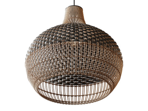 Handwoven Rattan Pendant Light Lampshade 3D 모델