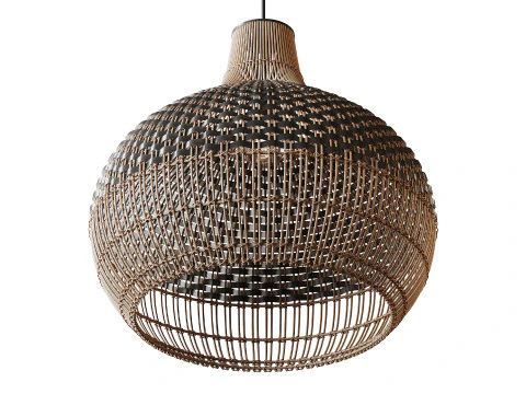 Handwoven Rattan Pendant Light Lampshade 3D Model
