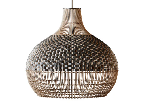 Handwoven Rattan Pendant Light Lampshade 3D Model