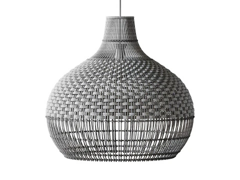Handwoven Rattan Pendant Light Lampshade 3D Model