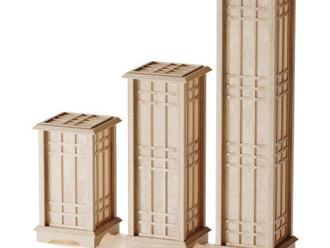 Japanese Style Wood Table Floor Lamp 3D Model