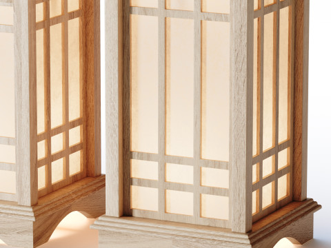 Japanese Style Wood Table Floor Lamp 3D Модель