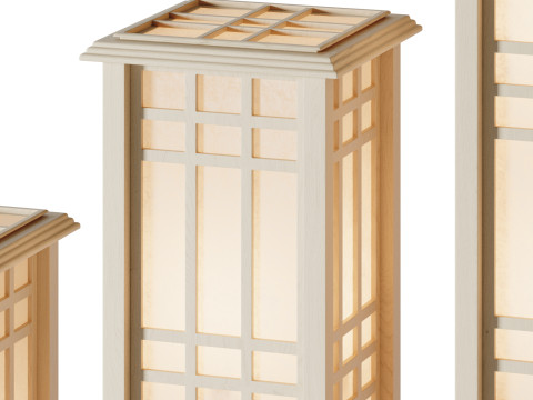 Japanese Style Wood Table Floor Lamp 3D Модель