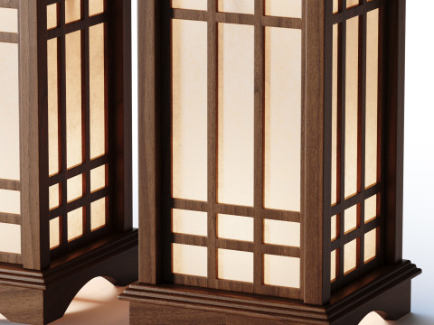 Japanese Style Wood Table Floor Lamp 3D Модель